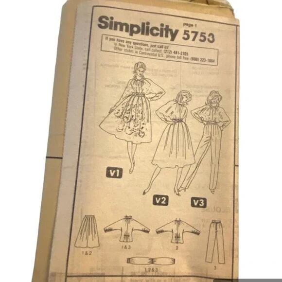 Simplicity 5753 Pattern Skirt Top Pant Miss 14 80s Old Money Mob Wife Doleman - Picture 6 of 7